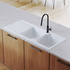 Turner Hastings Cuisine 116 x 50 Inset or Undermount Double Bowl Left Hand Drainer Sink with Tap Hole - Gloss White CUD116FS-LHD image NaN