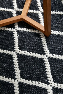 Rug Culture Huxley Extra Large Black & Off White Rug 320X230CM - HU-BLK-320230 hero image