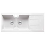 Turner Hastings Cuisine 116 x 50 Inset or Undermount Double Bowl Right Hand Drainer Sink with Tap Hole - Gloss White CUD116FS-RHD hero image
