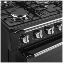 SMEG 90cm Victoria Dual Fuel Pyrolytic Freestanding Stove TRA90GPBL hero image