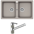 Abey Schock Typos Double Sink & Armando Vicario ISA Kitchen Mixer - Concrete TN200T2C image NaN