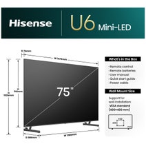 Hisense 75 Inch U6NAU 4K Mini-LED QLED Smart TV 75U6NAU hero image