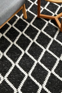 Rug Culture Huxley Oversize Black & Off White Rug 400X300CM - HU-BLK-400300 hero image
