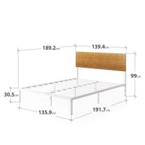Zinus Figari Queen Metal and Bamboo Bed Frame With Adjustable Headboard White AU-FBOBH2-39Q hero image