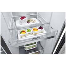 LG 635L Side by Side InstaView Fridge with Ice & Water Dispenser Matte Black GS-V600MBLC hero image