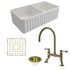 Turner Hastings Novi 85 Double Bowl Butler Sink Pack with Brushed Brass Ludlow Bridge Mixer Tap and Accessories PKG014 image NaN