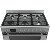 Bosch 90cm Stainless Steel Series 8 Freestanding Dual Fuel Oven HSB838357A hero image