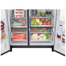 LG 635L Side by Side InstaView Fridge with Ice & Water Dispenser Matte Black GS-V600MBLC hero image