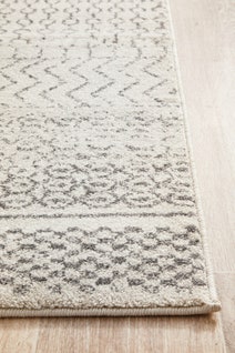 Rug Culture Chrome Medium Silver & Off White Rug 300X80CM - CRO-HPR-SIL-300X80 hero image