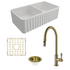 Turner Hastings Novi 85 Double Bowl Butler Sink Pack with Brushed Brass Ludlow Pull Out Mixer Tap and Accessories PKG013 image NaN