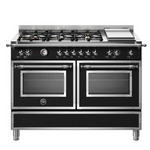 Bertazzoni 120cm Heritage Series 6 Burner + Griddle Plate Matte Black Dual Fuel Freestanding Oven HER126G2ENET hero image