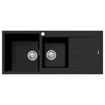 Oliveri Santorini 1 and 3/4 Bowl Topmount Sink with Right Hand Drainer Matte Black ST-MB1511-OF hero image