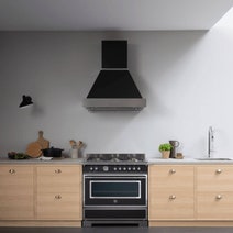 Bertazzoni 90cm Heritage Series Matte Black Dual Fuel Freestanding Oven HER96L1ENET hero image