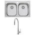 Oliveri Diaz Double Bowl Sink and Essente Pull Out Tap Pack SS31625DZ23TU image NaN