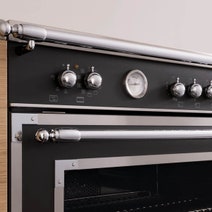 Bertazzoni 90cm Heritage Series Matte Black Dual Fuel Freestanding Oven HER96L1ENET hero image