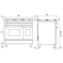 Ilve Nostalgie 90cm Electric Freestanding Double Oven/Stove Blue Grey and Brass PDI096QNE3-BGG hero image