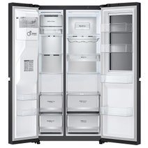 LG 635L Side by Side InstaView Fridge with Ice & Water Dispenser Matte Black GS-V600MBLC hero image