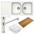 Abey Schock Formhaus Double Sink & Armando Vicario Mixer Tap - Alpina with Accessories FD200LWT image NaN