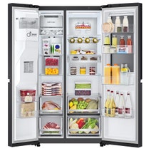 LG 635L Side by Side InstaView Fridge with Ice & Water Dispenser Matte Black GS-V600MBLC hero image