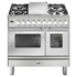 ILVE Professional Plus Series 90cm Dual Fuel Four Burner Teppanyaki Double Oven with Milano Knobs PD09FDWE3SS image NaN