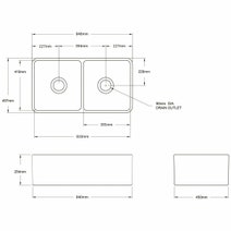 Turner Hastings Novi 85 x 46 Fine Fireclay Double Bowl Butler Sink Matte White NO853FS-MW hero image