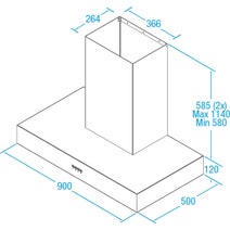 Whispair X5V09S5.EP 90cm Vienna Canopy Rangehood with Pro External Remote Motor hero image