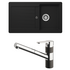 Abey Schock Typos Single Bowl Sink and Armando Vicario ISA Pull Out Kitchen Mixer Tap - Onyx TD100T2B image NaN