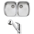 Oliveri Monet Double Bowl Sink and London Chrome Pull Out Tap Pack LON580FCR-PMO70U image NaN