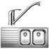 Blanco DINAS8S175RD-BT489 1 and 3/4 Bowl Left Hand Drainer Sink and Tap image NaN