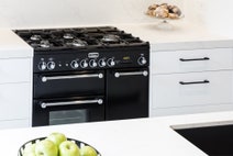 Falcon 90cm Kitchener Freestanding Dual Fuel Oven/Stove Black and Chrome KCH90DFFBL-CH hero image