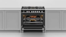 Fisher & Paykel 90cm Series 9 Classic Style Freestanding Dual Fuel Pyrolytic Oven Black OR90SCG6B1 hero image
