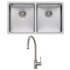 Oliveri Sonetto Double Bowl Sink and Venice Brushed Nickel Pull Out Tap Pack VE520FBN-PSN63TU image NaN