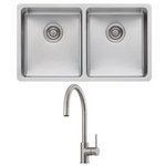 Oliveri Sonetto Double Bowl Sink and Venice Brushed Nickel Pull Out Tap Pack VE520FBN-PSN63TU hero image