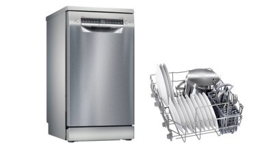 The Bosch 45cm Series 6 Freestanding Slimline Stainless Steel Dishwasher SPS6IKI01A sold in Australia by Appliances Online