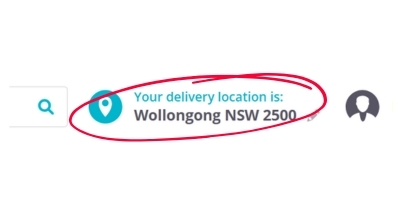 The delivery address field at appliancesonle.com.au circled with red pen