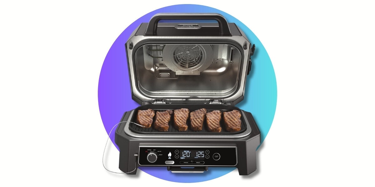 A Ninja Woodfire electric BBQ and smoker sold in Australia by Appliances Online with fast, free delivery