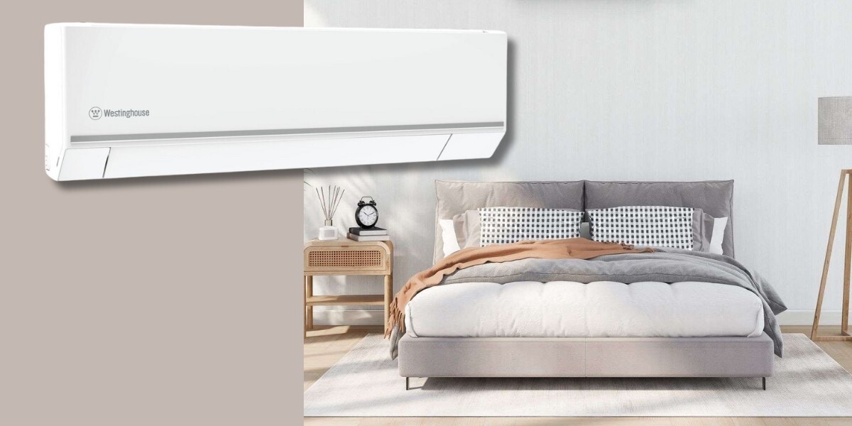 A Westinghouse brand split system air conditioner and a bedroom
