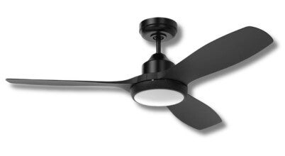 Mercator Raptor S 122cm black DC ceiling fan with LED light sold in Australia by Appliances Online with free delivery