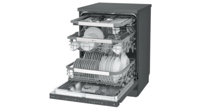 The LG 60cm QuadWash Freestanding Dishwasher with Auto Door Opening Matte Black XD3A15MB sold in Australia by Appliances Online