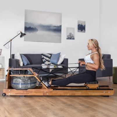 Stylish exercise equipment like wood and water rowing machines can make great gifts