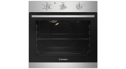 A stainless steel Westinghouse 60cm built-in multi-function oven with dial controls sold in Australia by Appliances Online with free delivery